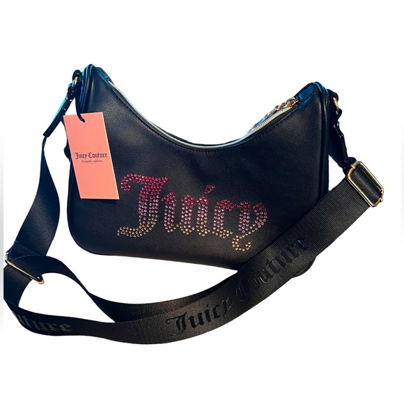 Juicy Couture Handbags - Juicy Couture NWT  Y2K  Black Liquorice Pink Rhinestone Juicy Bag Purse (P003)